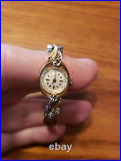Vintage Longines Womens 14k Gold Diamond Watch Parts Or Repair