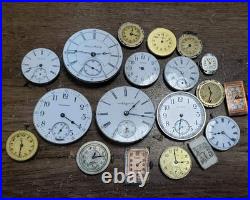 Vintage Lot Of 19 Watch Movements Parts Or Repair