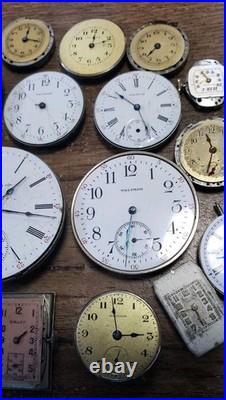 Vintage Lot Of 19 Watch Movements Parts Or Repair