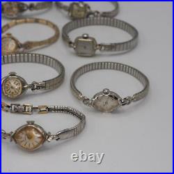 Vintage Lot of 10 Mechanical Winder Ladies Wrist Watch 10K RGP Parts or Repair