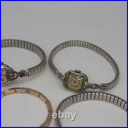 Vintage Lot of 10 Mechanical Winder Ladies Wrist Watch 10K RGP Parts or Repair