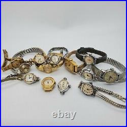Vintage Lot of 13 Bulova Timex Lucerne Mechanical Ladies Watches Parts Repairs