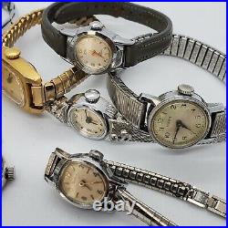 Vintage Lot of 13 Bulova Timex Lucerne Mechanical Ladies Watches Parts Repairs