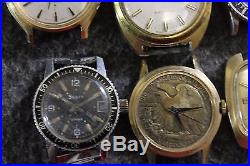 Vintage Lot of 14 Wrist Watches Helbros Seiko Benrus For Parts or Repair