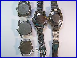 Vintage Lot of 5 parts/repair men watches DIVER'S SICURA MORTIMA TOWNCRAFT as/is