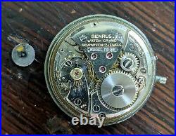 Vintage Men's Benrus Dial O Rama Jump Hour Watch movement Parts/Repair no bezel