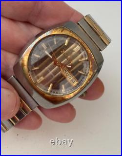 Vintage Men's Zodiac Automatic Watch Day Date Repair Parts Rare Model BIN