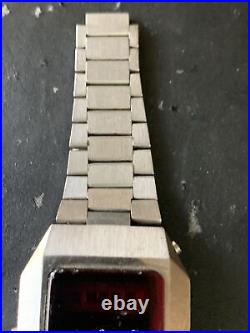 Vintage Mens Compu Chron All Stainless LED Watch for Parts or Repair