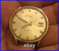 Vintage Mido Ocean Star Powerwind Automatic Watch Gold Plated For Parts Repair