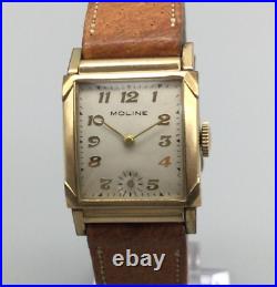 Vintage Moline Tank Watch Men 1950s Frey & Co Movement FOR PARTS REPAIR