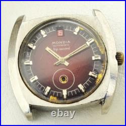Vintage Mondia Top Second Automatic Burgundy Dial FOR PARTS / REPAIR