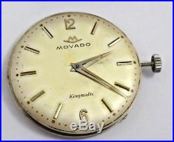 Vintage Movado Kingmatic 28 Jewel Men's Watch with Three Cases For Parts Or Repair