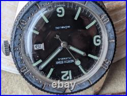 Vintage North Star 20 ATM French Diver withParrenin 60G Mvmt, Runs FOR PARTS/REPAIR