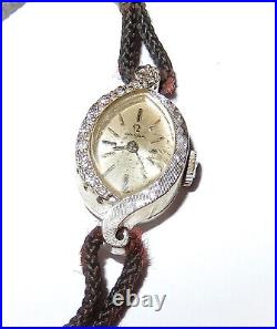 Vintage OMEGA 14k White Gold and Diamond Watch Ladies Not Working Parts/Repair