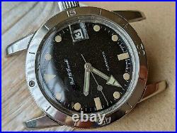 Vintage Paul Le Grande Diver Watch withAged Dial, All SS Case, Runs FOR PARTS/REPAIR