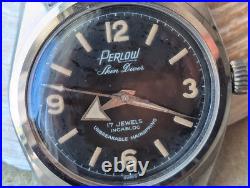 Vintage Perlow Winton All SS Skin Diver withPatina, Cal. 613 Mvmt FOR PARTS/REPAIR
