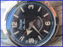 Vintage Perlow Winton All SS Skin Diver withPatina, Cal. 613 Mvmt FOR PARTS/REPAIR