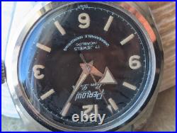 Vintage Perlow Winton All SS Skin Diver withPatina, Cal. 613 Mvmt FOR PARTS/REPAIR