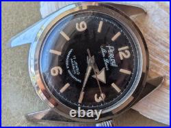 Vintage Perlow Winton All SS Skin Diver withPatina, Cal. 613 Mvmt FOR PARTS/REPAIR