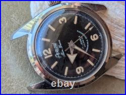 Vintage Perlow Winton All SS Skin Diver withPatina, Cal. 613 Mvmt FOR PARTS/REPAIR