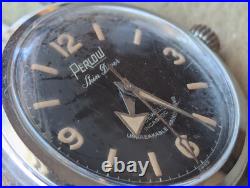 Vintage Perlow Winton All SS Skin Diver withPatina, Cal. 613 Mvmt FOR PARTS/REPAIR