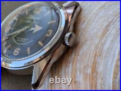 Vintage Perlow Winton All SS Skin Diver withPatina, Cal. 613 Mvmt FOR PARTS/REPAIR