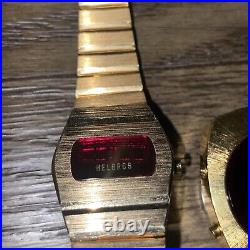 Vintage Phasar 1000 Sears Roebuck Co. LED Gold tone Steel Watch, Parts or Repair