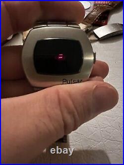 Vintage Pulsar P2 2900 LED Digital Stainless Mens Watch For Parts or Repair