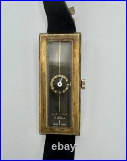 Vintage Rare Sicura Tank Mechanical Watch 17 Jewels, PARTS/REPAIR