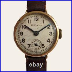 Vintage Rolco 9K Gold Ladies Wristwatch Original Dial RWC Case For Repair Parts