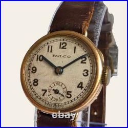 Vintage Rolco 9K Gold Ladies Wristwatch Original Dial RWC Case For Repair Parts
