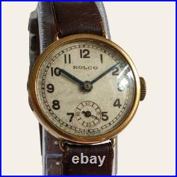 Vintage Rolco 9K Gold Ladies Wristwatch Original Dial RWC Case For Repair Parts