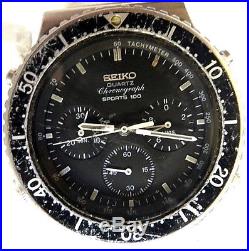Vintage SEIKO 7A28-7049 SPORTS 100 CHRONOGRAPH FOR PARTS OR REPAIR FREE SHIP