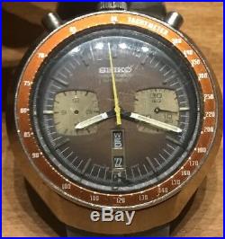 Vintage Seiko Brown Bullhead 6138-0040 Chronograph Mens Watch Parts Repairs