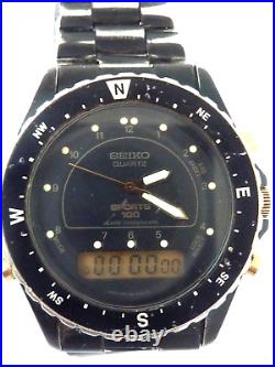 Vintage Seiko Dual Time Diver Quartz H461-6000 Wristwatch 4 parts or repair
