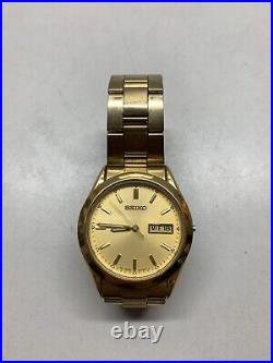 Vintage Seiko Gold Tone Day / Date Watch 7N43-9079 For Parts Or Repair
