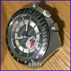 Vintage Sicura Chronograph Watch inner bezel diver for parts or repair 60's