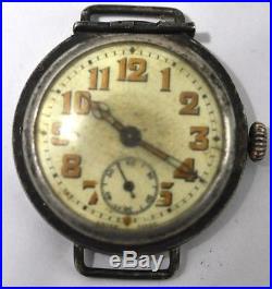Vintage Silver 900 Military Trench Wrist Watch For Parts/repairs #w301