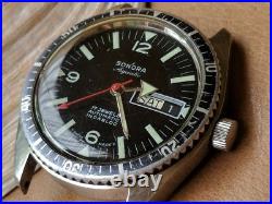 Vintage Sonora Aquatic Day-Date Diver Watch withAS 2066 Mvmt, Runs FOR PARTS/REPAIR