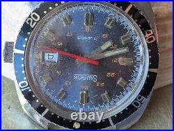 Vintage Swank German Diver withAged Blue Dial, Lorsa P75 Mvmt, Runs FOR PARTS/REPAIR