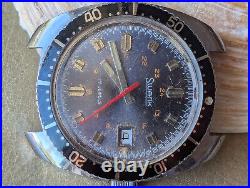 Vintage Swank German Diver withAged Blue Dial, Lorsa P75 Mvmt, Runs FOR PARTS/REPAIR