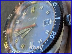 Vintage Swank German Diver withAged Blue Dial, Lorsa P75 Mvmt, Runs FOR PARTS/REPAIR