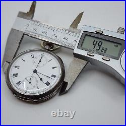 Vintage Swiss. 935 Sterling Silver Chronograph Pocket Watch For Parts Repair