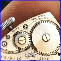 Vintage Swiss Art Deco Elaine Jump Hour Men Wristwatch Rare For Parts Or Repair
