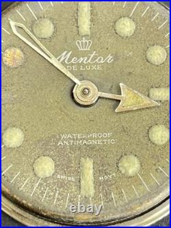 Vintage Swiss MENTOR DE LUXE Diver Watch BLACK dial ROTATING Bezel REPAIR PARTS