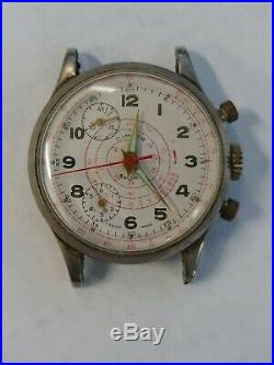 Vintage Swiss Made Cimier Telemetre Chronograph Sport Watch For Parts or Repair