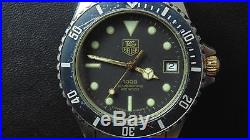Vintage Tag Heuer 1000 Professional Divers 200m Men`s Watch For Parts Or Repair