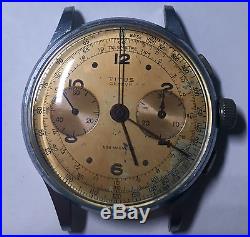 Vintage Titus Geneve Men's Chronograph Watch Mechanical Runs Parts/Repair 35mm