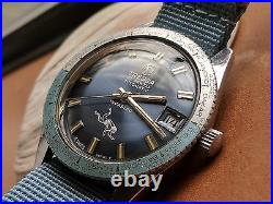 Vintage Tressa World Time Diver Watch withBlue Dial, Patina, Runs FOR PARTS/REPAIR