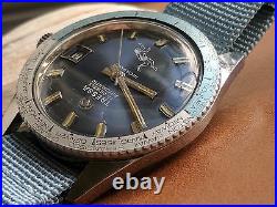 Vintage Tressa World Time Diver Watch withBlue Dial, Patina, Runs FOR PARTS/REPAIR
